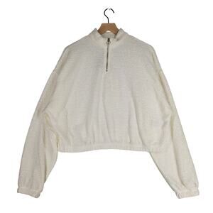 REEBOK WOMEN’S COZY SOFT FLEECE COVER UP SWEATSHIRT – SIZE XL – CREAM – RING ZIP